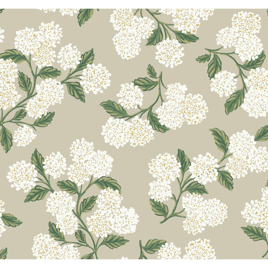 Kravet Design - W3952-31 Beige | Kravet Design | Rifle Paper Co Second Edition | Botanical & Floral Metallic Wallcovering Print