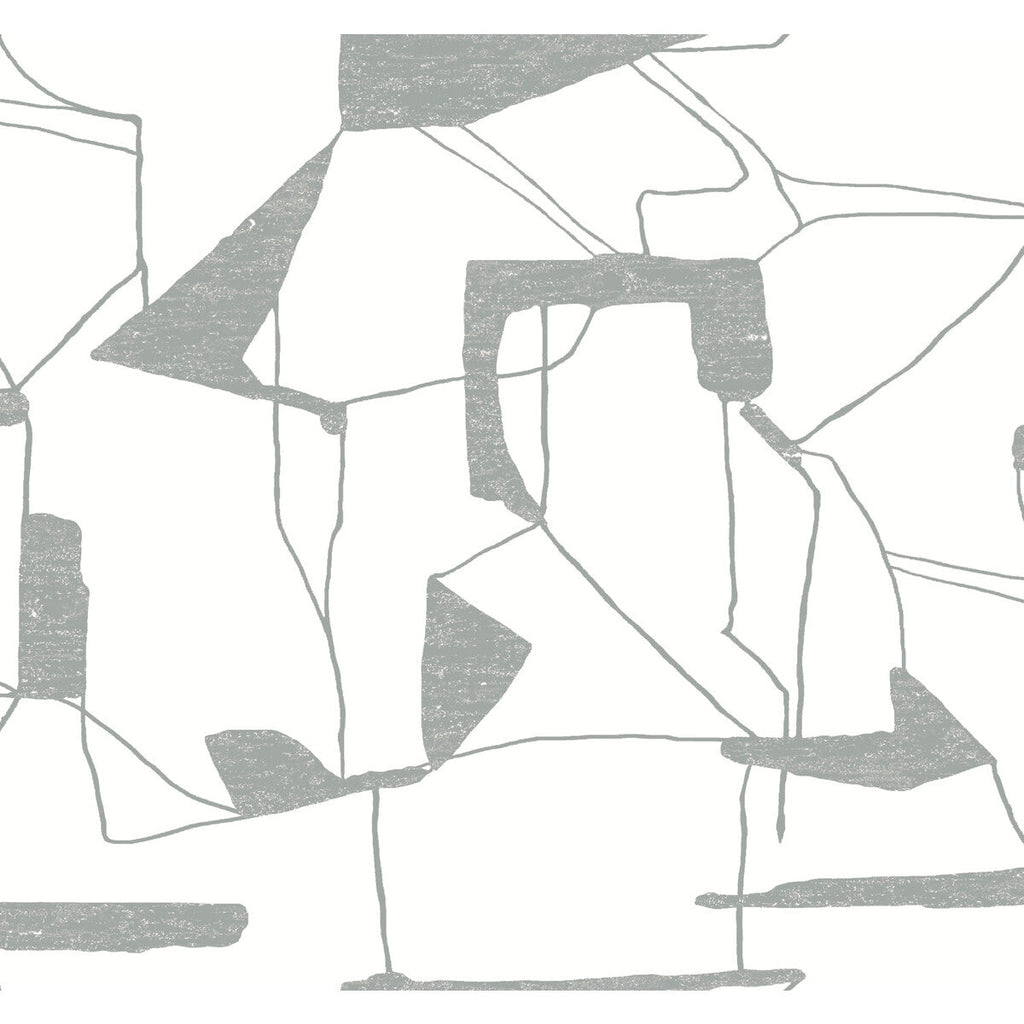 Kravet Design - W4105-1101 White | Kravet Design | Antonina Vella Modern Metals Second Edition | Abstract Metallic Wallcovering Print