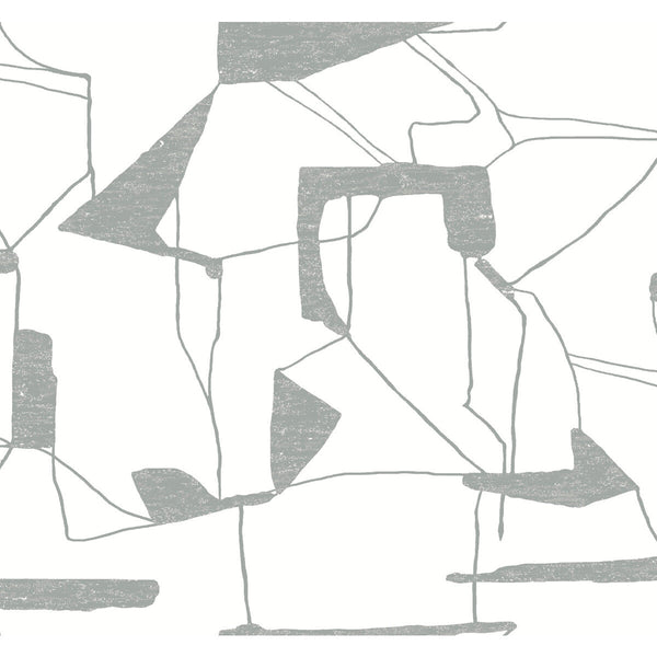 Kravet Design - W4105-1101 White | Kravet Design | Antonina Vella Modern Metals Second Edition | Abstract Metallic Wallcovering Print