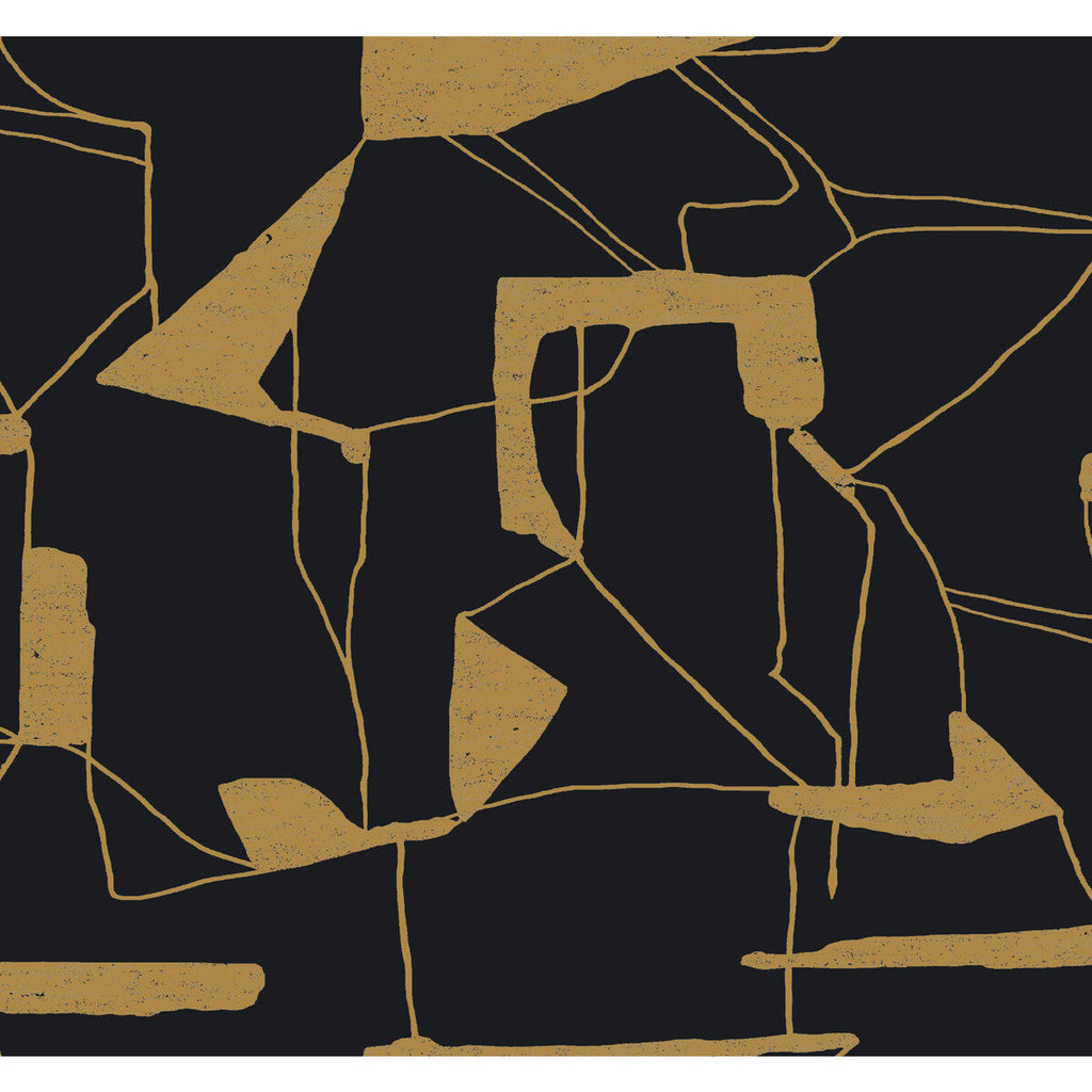 Kravet Design - W4105-84 Black | Kravet Design | Antonina Vella Modern Metals Second Edition | Abstract Metallic Wallcovering Print