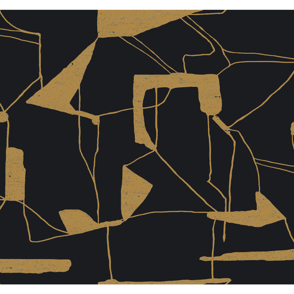 Kravet Design - W4105-84 Black | Kravet Design | Antonina Vella Modern Metals Second Edition | Abstract Metallic Wallcovering Print