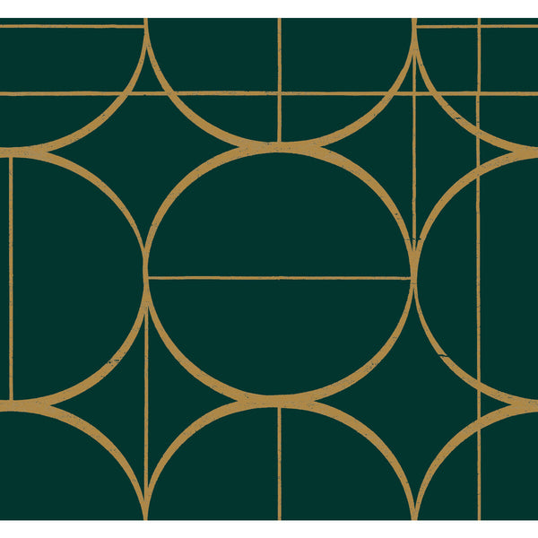 Kravet Design - W4107-34 Green | Kravet Design | Antonina Vella Modern Metals Second Edition |Geometric Metallic Wallcovering Print