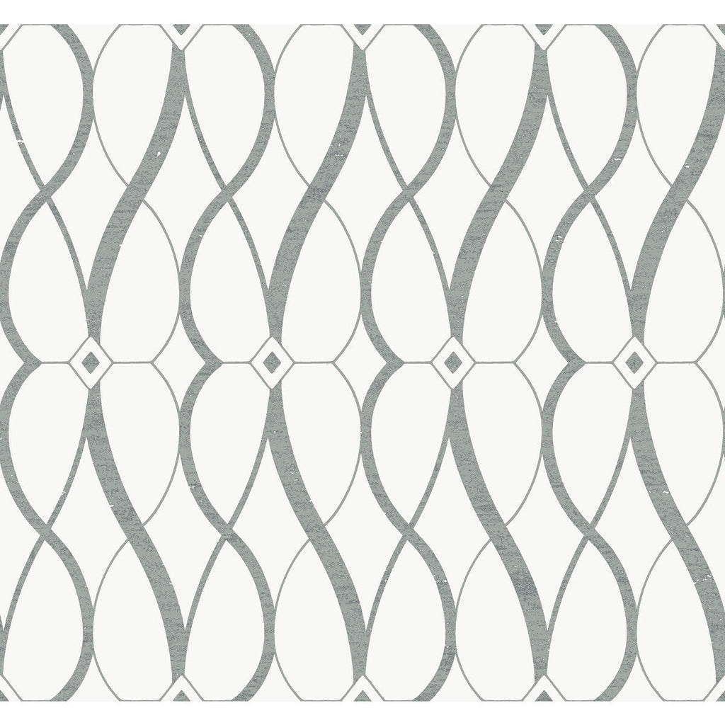 Kravet Design - W4111-1101 White | Kravet Design | Antonina Vella Modern Metals Second Edition |Geometric Metallic Wallcovering Print