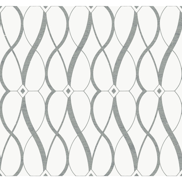 Kravet Design - W4111-1101 White | Kravet Design | Antonina Vella Modern Metals Second Edition |Geometric Metallic Wallcovering Print