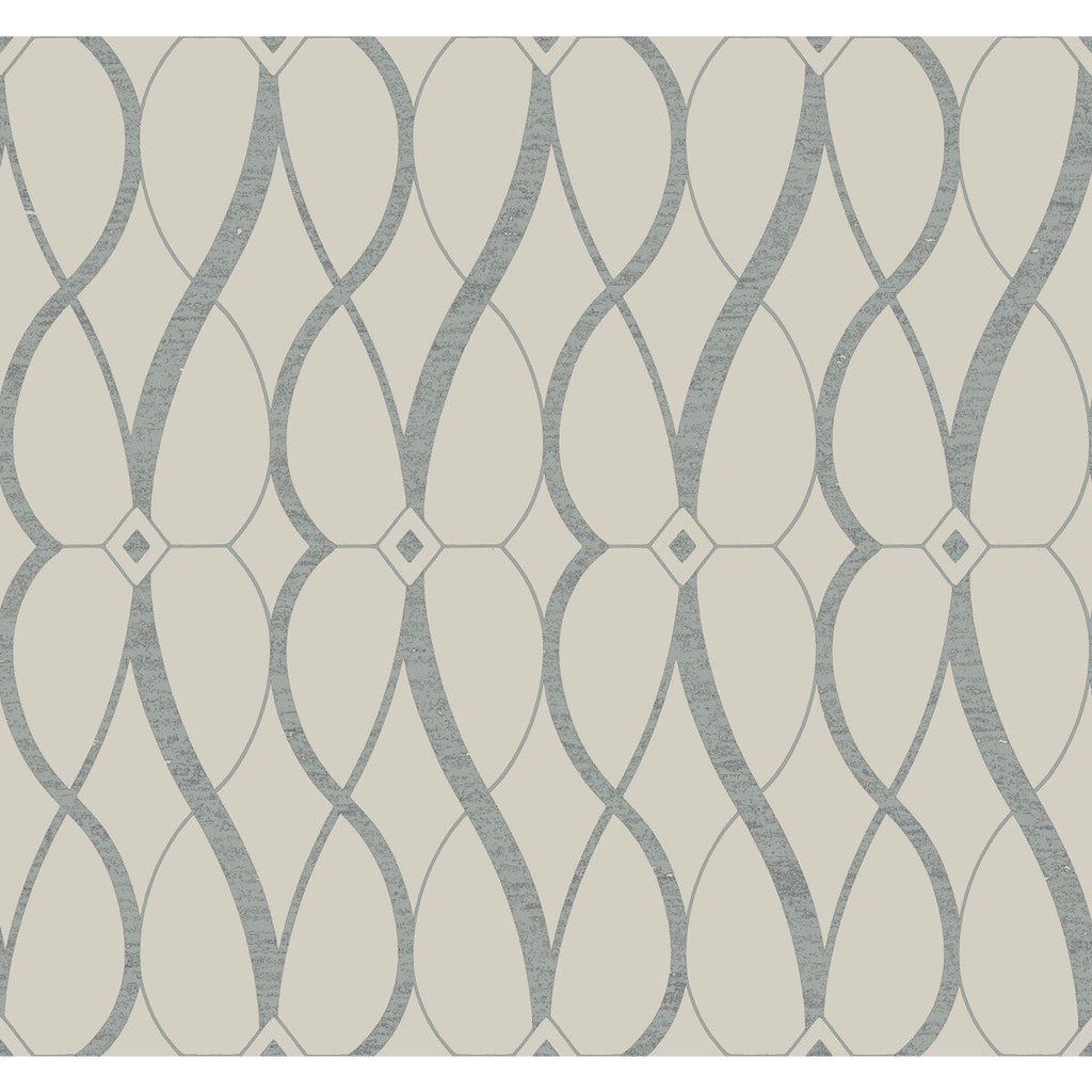 Kravet Design - W4111-11 Grey | Kravet Design | Antonina Vella Modern Metals Second Edition |Geometric Metallic Wallcovering Print