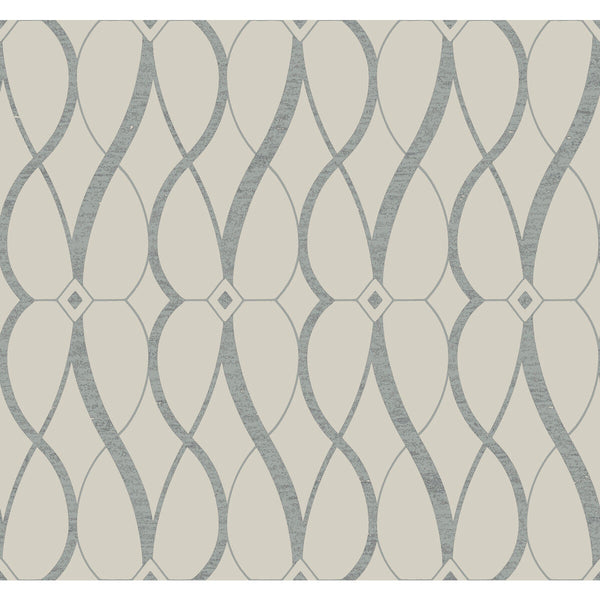 Kravet Design - W4111-11 Grey | Kravet Design | Antonina Vella Modern Metals Second Edition |Geometric Metallic Wallcovering Print