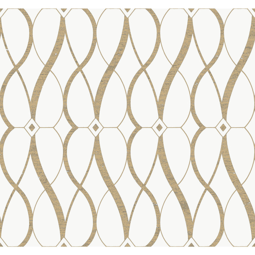 Kravet Design - W4111-14 Neutral | Kravet Design | Antonina Vella Modern Metals Second Edition |Geometric Metallic Wallcovering Print