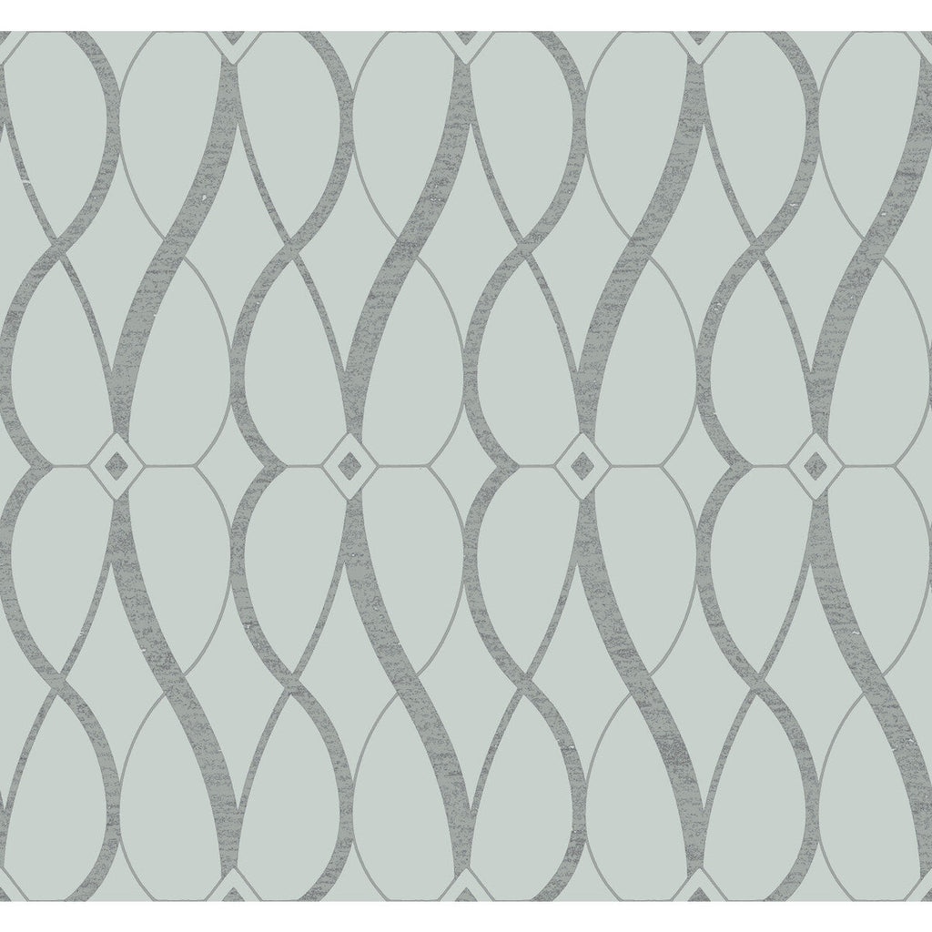 Kravet Design - W4111-1511 Blue | Kravet Design | Antonina Vella Modern Metals Second Edition |Geometric Metallic Wallcovering Print