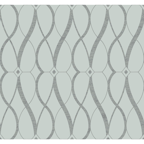 Kravet Design - W4111-1511 Blue | Kravet Design | Antonina Vella Modern Metals Second Edition |Geometric Metallic Wallcovering Print