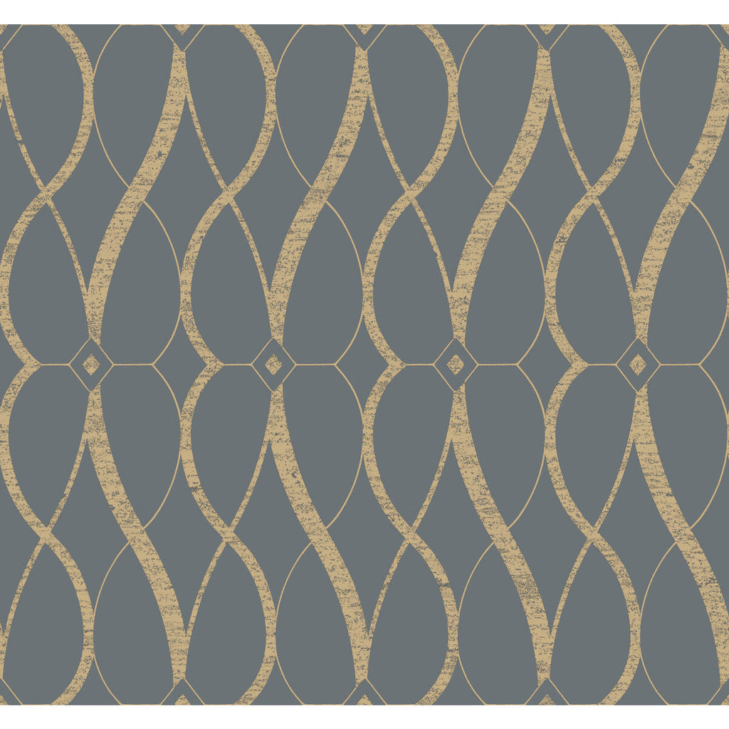 Kravet Design - W4111-11 Slate | Kravet Design | Antonina Vella Modern Metals Second Edition |Geometric Metallic Wallcovering Print