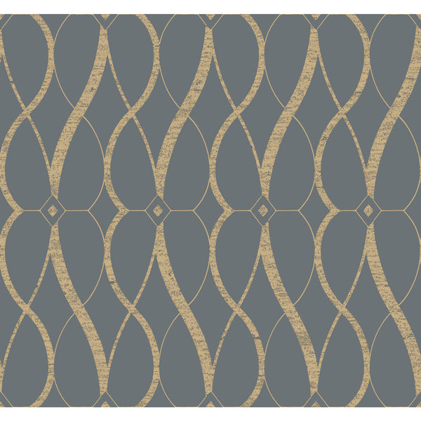 Kravet Design - W4111-11 Slate | Kravet Design | Antonina Vella Modern Metals Second Edition |Geometric Metallic Wallcovering Print