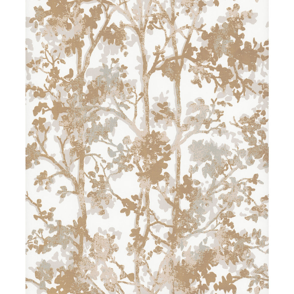Kravet Design - W4113-14 White | Kravet Design | Antonina Vella Modern Metals Second Edition | Botanical & Floral Metallic Wallcovering Print