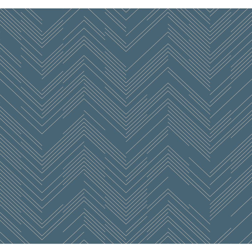 Kravet Design - W4114-511 Blue | Kravet Design | Antonina Vella Modern Metals Second Edition |Herringbone/Tweed Metallic Wallcovering Print