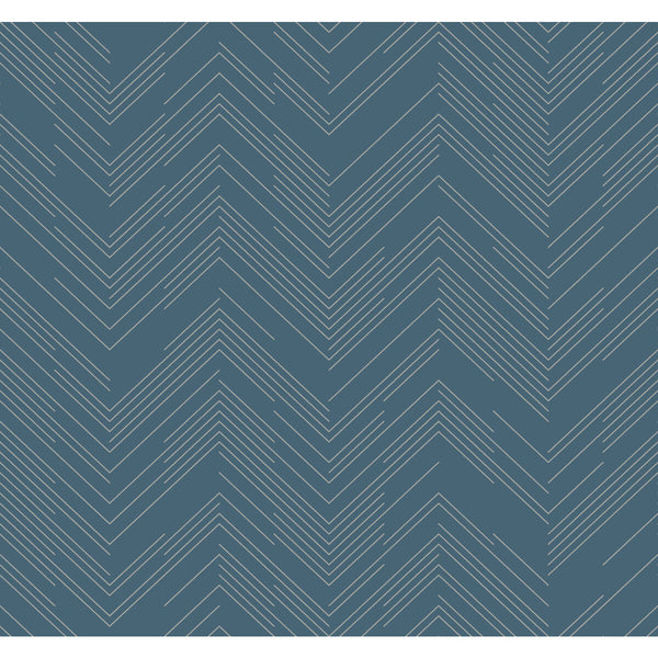 Kravet Design - W4114-511 Blue | Kravet Design | Antonina Vella Modern Metals Second Edition |Herringbone/Tweed Metallic Wallcovering Print