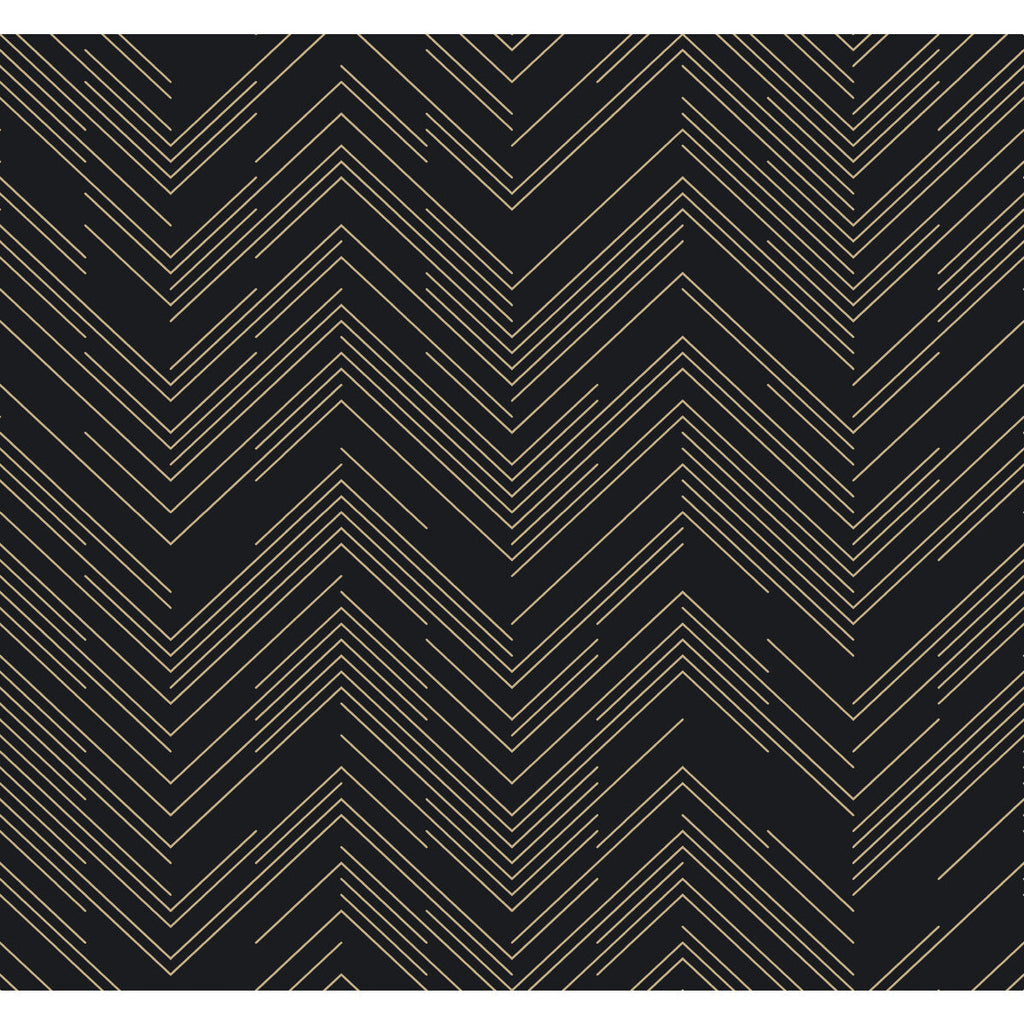 Kravet Design - W4114-84 Black | Kravet Design | Antonina Vella Modern Metals Second Edition |Herringbone/Tweed Metallic Wallcovering Print