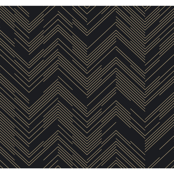 Kravet Design - W4114-84 Black | Kravet Design | Antonina Vella Modern Metals Second Edition |Herringbone/Tweed Metallic Wallcovering Print