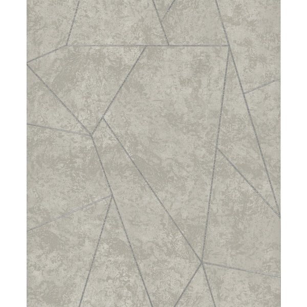 Kravet Design - W4116-1121 Grey | Kravet Design | Antonina Vella Modern Metals Second Edition |Geometric Metallic Wallcovering Print