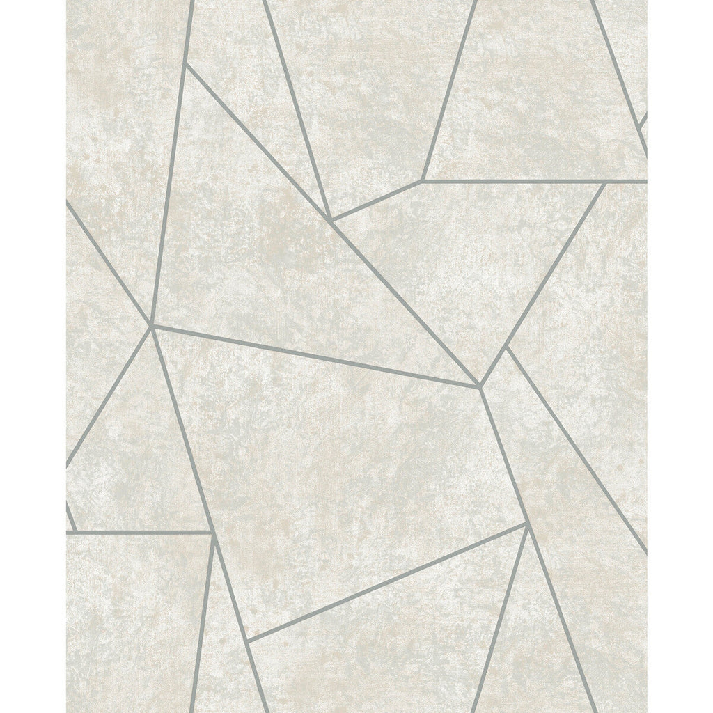 Kravet Design - W4116-11 Grey | Kravet Design | Antonina Vella Modern Metals Second Edition |Geometric Metallic Wallcovering Print