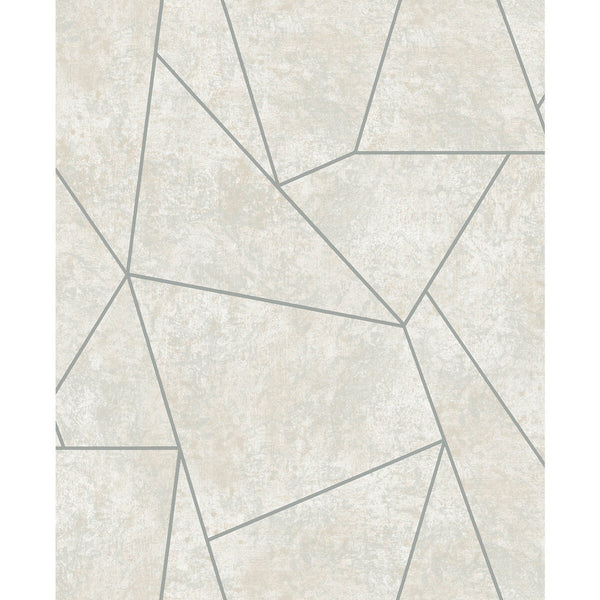 Kravet Design - W4116-11 Grey | Kravet Design | Antonina Vella Modern Metals Second Edition |Geometric Metallic Wallcovering Print