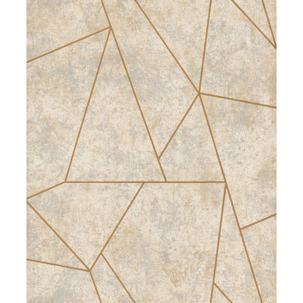 Kravet Design - W4116-1611 Neutral | Kravet Design | Antonina Vella Modern Metals Second Edition |Geometric Metallic Wallcovering Print