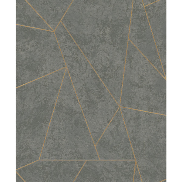 Kravet Design - W4116-411 Grey | Kravet Design | Antonina Vella Modern Metals Second Edition |Geometric Metallic Wallcovering Print