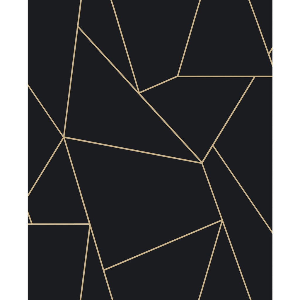 Kravet Design - W4116-84 Black | Kravet Design | Antonina Vella Modern Metals Second Edition |Geometric Metallic Wallcovering Print