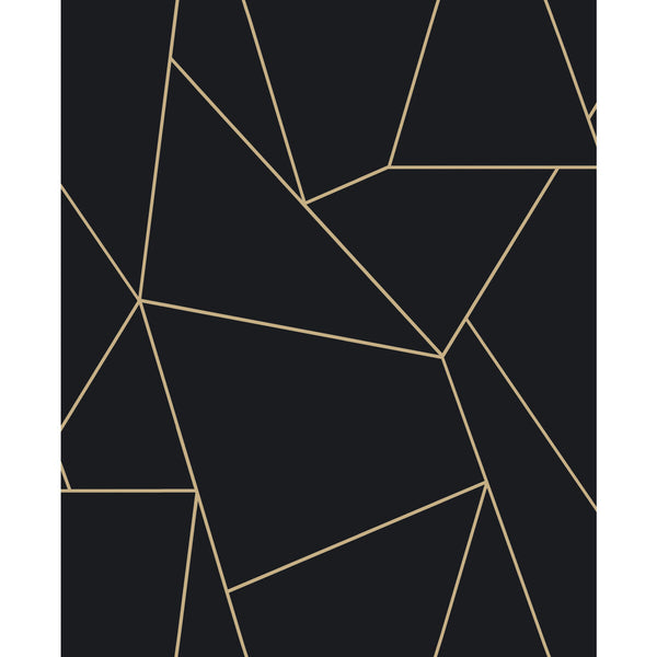 Kravet Design - W4116-84 Black | Kravet Design | Antonina Vella Modern Metals Second Edition |Geometric Metallic Wallcovering Print