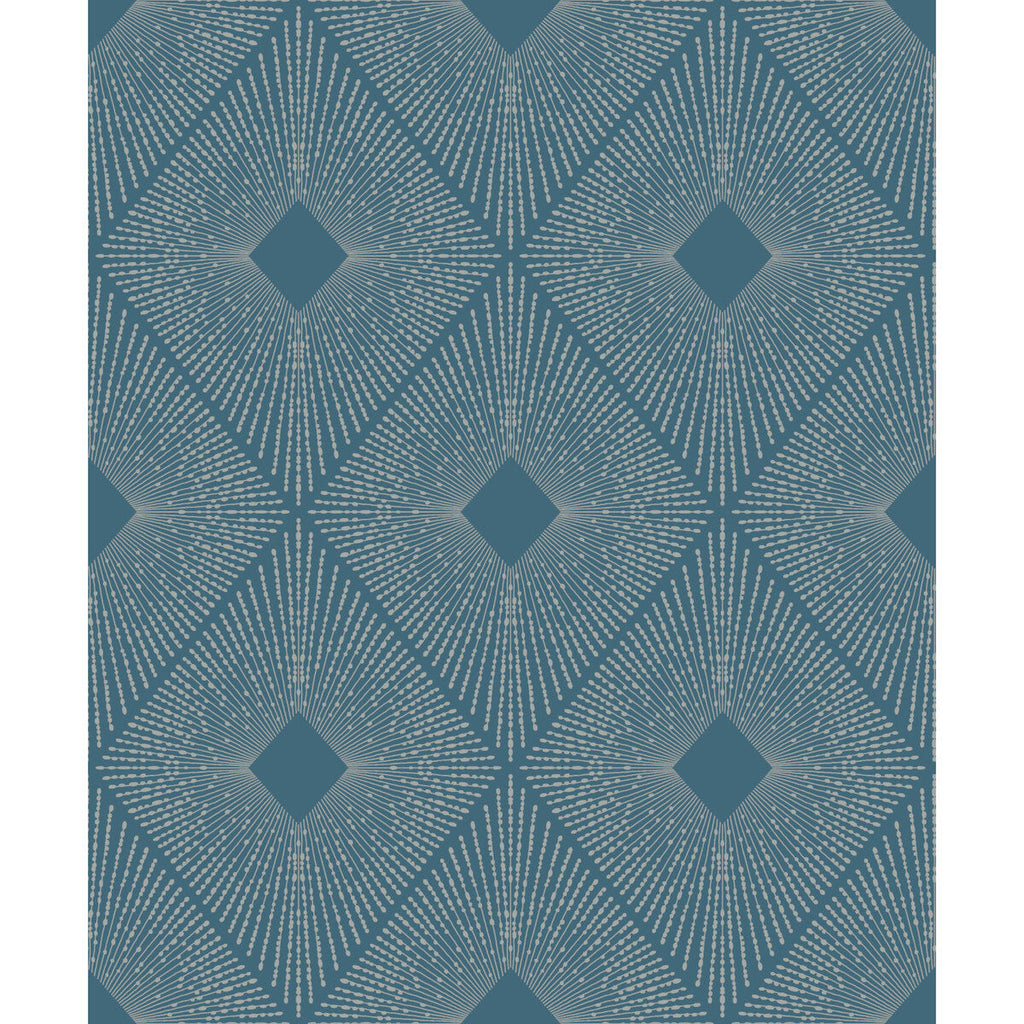 Kravet Design - W4117-511 Blue | Kravet Design | Antonina Vella Modern Metals Second Edition |Diamond Metallic Wallcovering Print