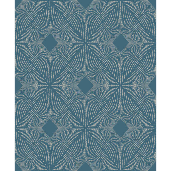 Kravet Design - W4117-511 Blue | Kravet Design | Antonina Vella Modern Metals Second Edition |Diamond Metallic Wallcovering Print