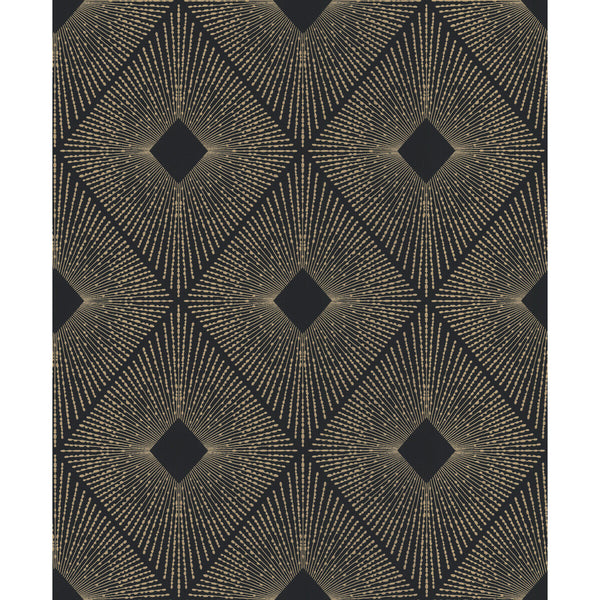 Kravet Design - W4117-84 Black | Kravet Design | Antonina Vella Modern Metals Second Edition |Diamond Metallic Wallcovering Print