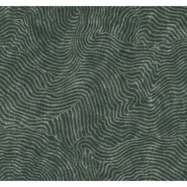 W4123-3 Green | Kravet Design | New Origins | Abstract Metallic Wallcovering Print