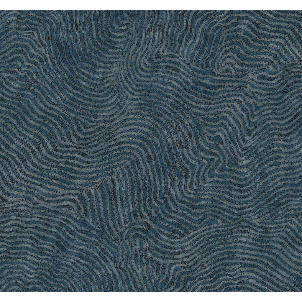 Kravet Design - W4123-50 Indigo | Kravet Design | New Origins | Abstract Metallic Wallcovering Print
