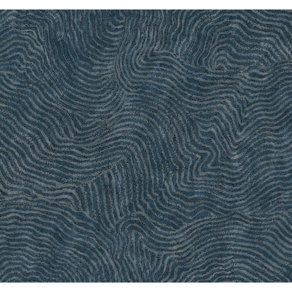 Kravet Design - W4123-50 Indigo | Kravet Design | New Origins | Abstract Metallic Wallcovering Print