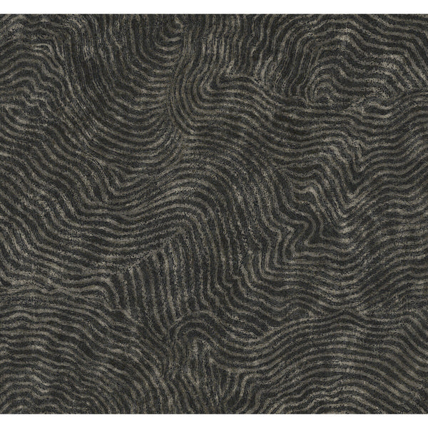 W4123-8 Black | Kravet Design | New Origins | Abstract Metallic Wallcovering Print