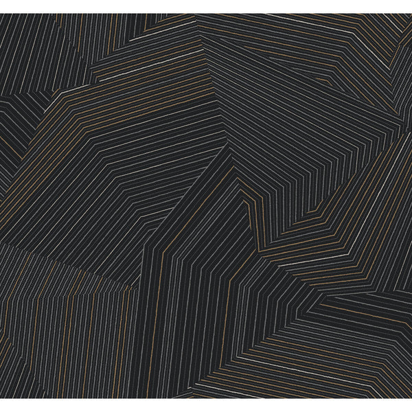W4128-8 Black | Kravet Design | New Origins |Geometric Metallic Wallcovering Print