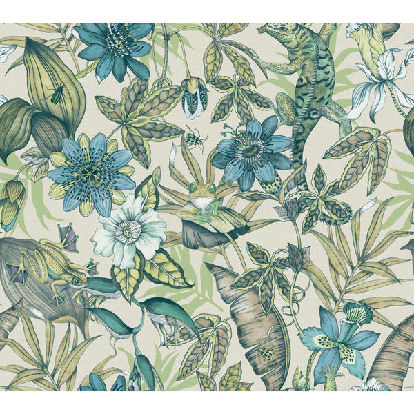 Kravet Design - W4131-353 Teal | Kravet Design | Blooms Second Edition Resource Library | Botanical & Floral Wallcovering Print