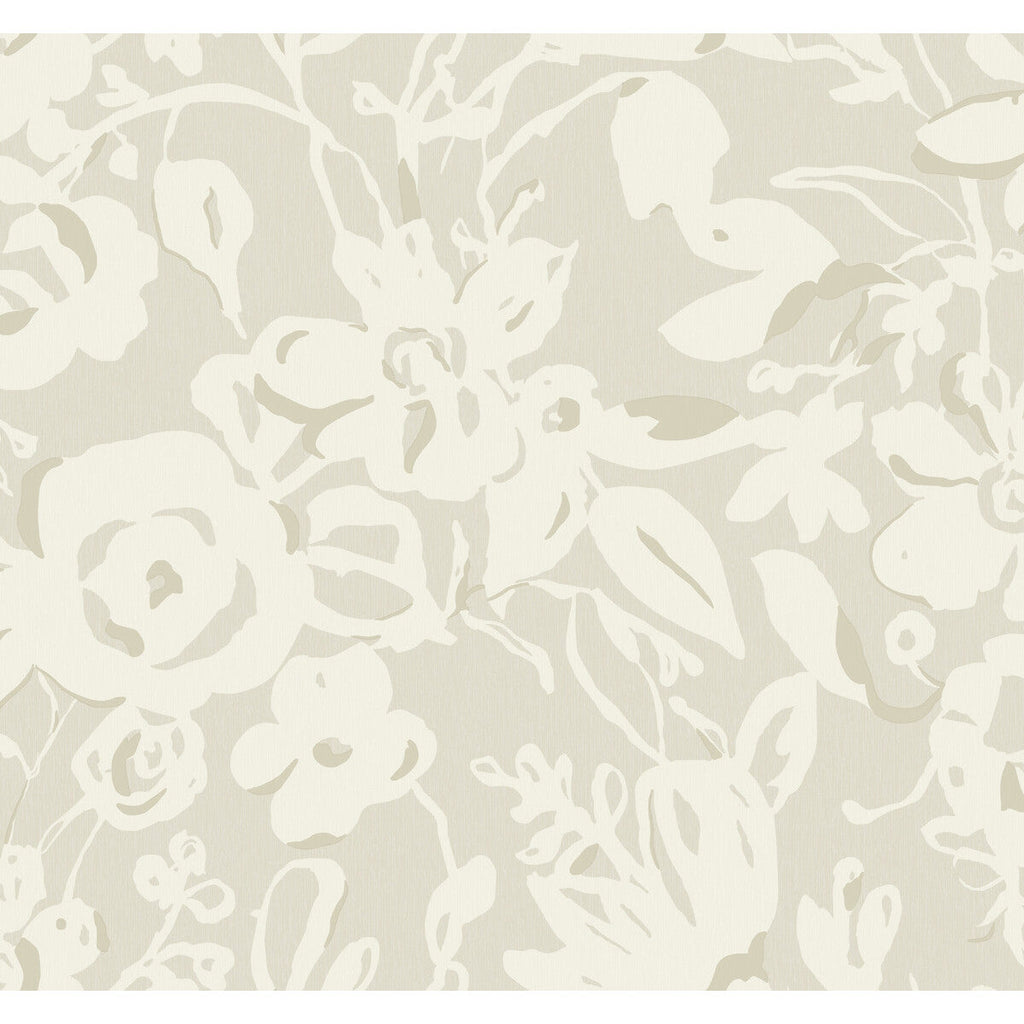 Kravet Design - W4134-106 Taupe | Kravet Design | Blooms Second Edition Resource Library | Botanical & Floral Metallic Wallcovering Print