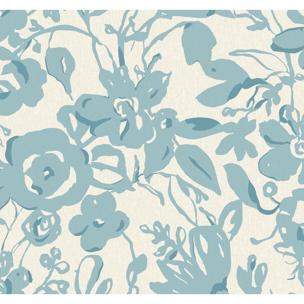 Kravet Design - W4134-15 Light Blue | Kravet Design | Blooms Second Edition Resource Library | Botanical & Floral Metallic Wallcovering Print