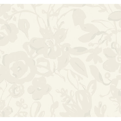 W4134-1 Ivory | Kravet Design | Blooms Second Edition Resource Library | Botanical & Floral Metallic Wallcovering Print