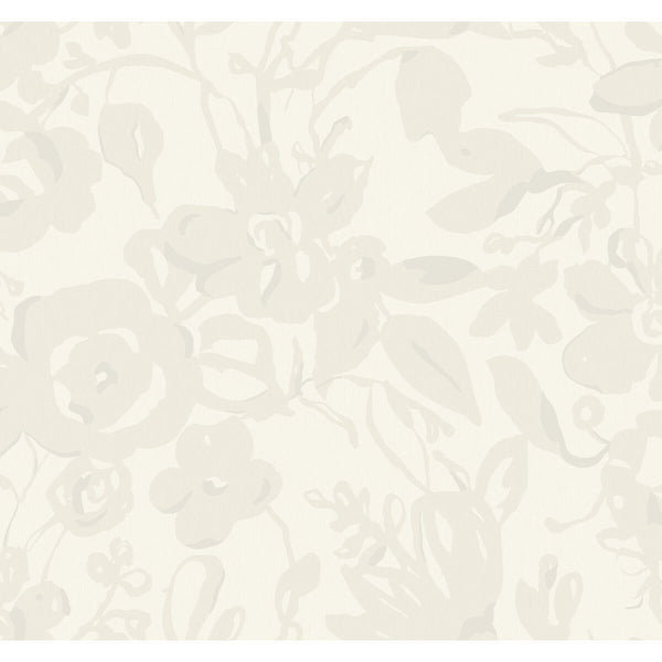W4134-1 Ivory | Kravet Design | Blooms Second Edition Resource Library | Botanical & Floral Metallic Wallcovering Print