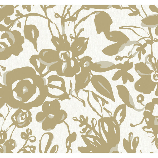 Kravet Design - W4134-4 Gold | Kravet Design | Blooms Second Edition Resource Library | Botanical & Floral Metallic Wallcovering Print