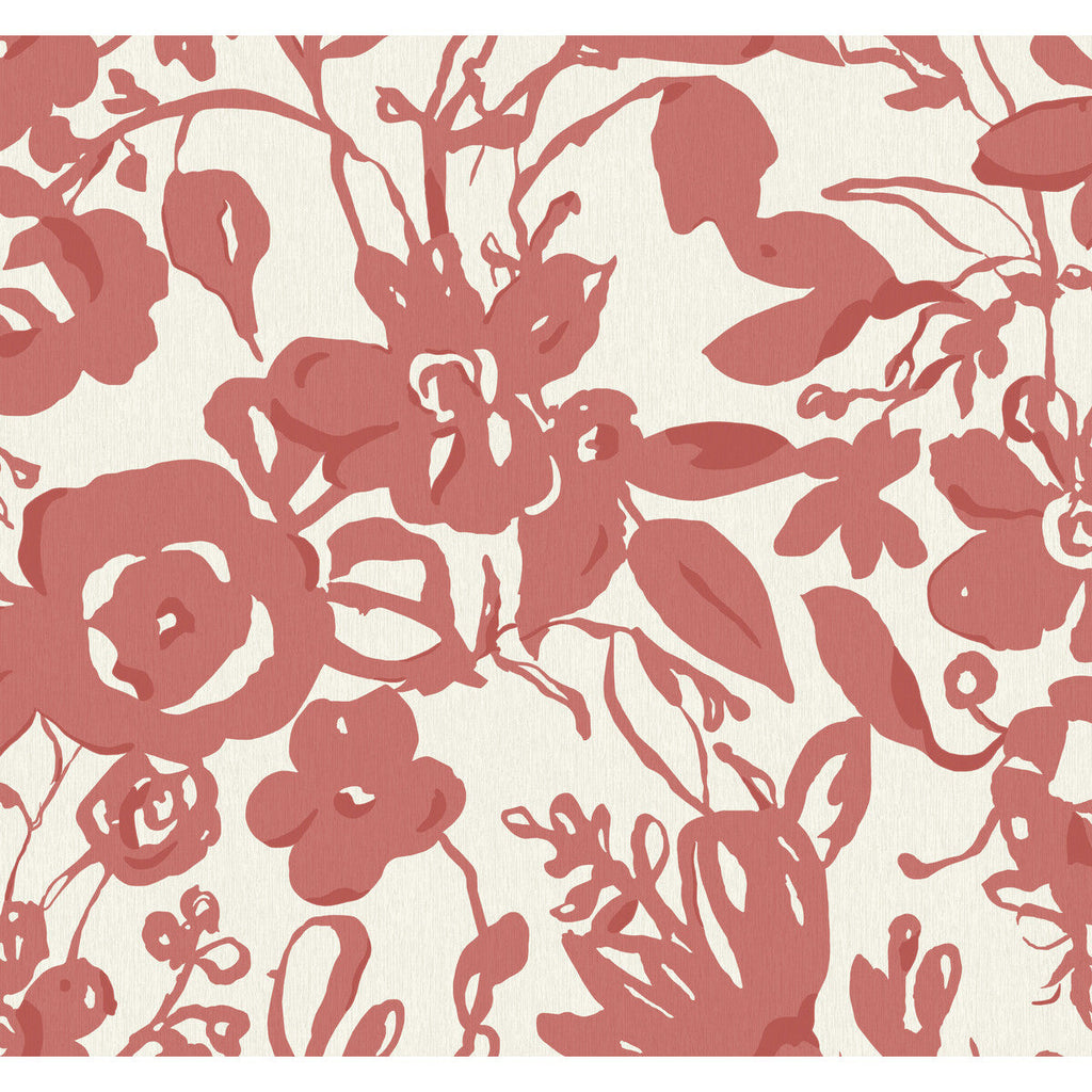 Kravet Design - W4134-7 Coral | Kravet Design | Blooms Second Edition Resource Library | Botanical & Floral Metallic Wallcovering Print