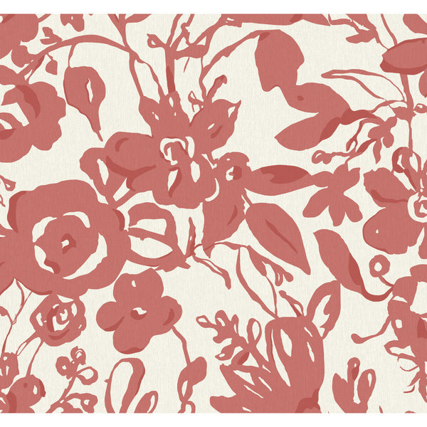Kravet Design - W4134-7 Coral | Kravet Design | Blooms Second Edition Resource Library | Botanical & Floral Metallic Wallcovering Print