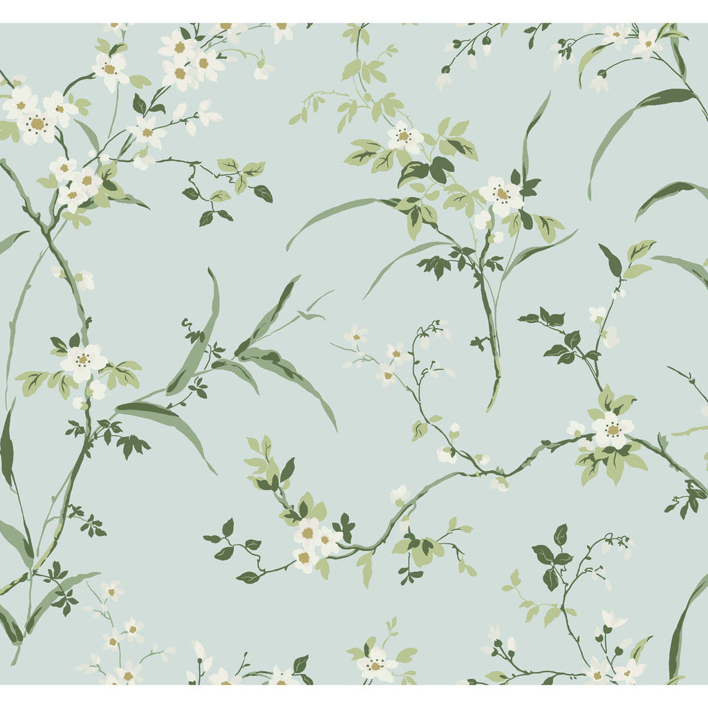 Kravet Design - W4135-13 Turquoise | Kravet Design | Blooms Second Edition Resource Library | Botanical & Floral Wallcovering Print