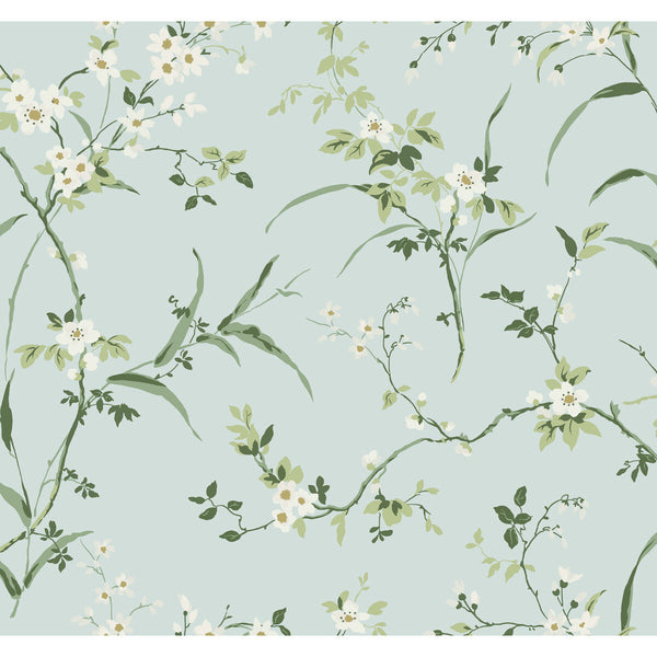 Kravet Design - W4135-13 Turquoise | Kravet Design | Blooms Second Edition Resource Library | Botanical & Floral Wallcovering Print