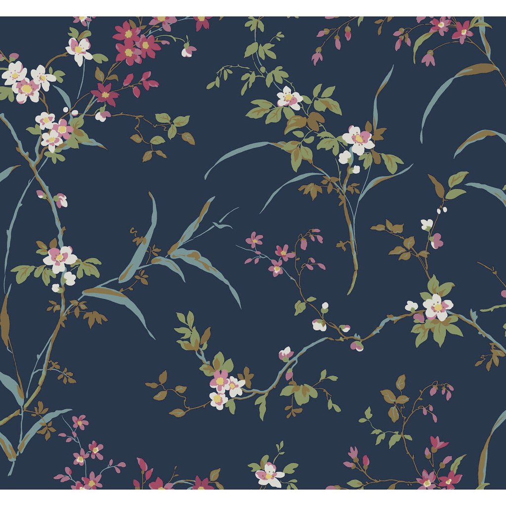 Kravet Design - W4135-517 Dark Blue | Kravet Design | Blooms Second Edition Resource Library | Botanical & Floral Wallcovering Print