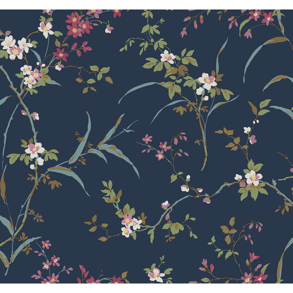 Kravet Design - W4135-517 Dark Blue | Kravet Design | Blooms Second Edition Resource Library | Botanical & Floral Wallcovering Print