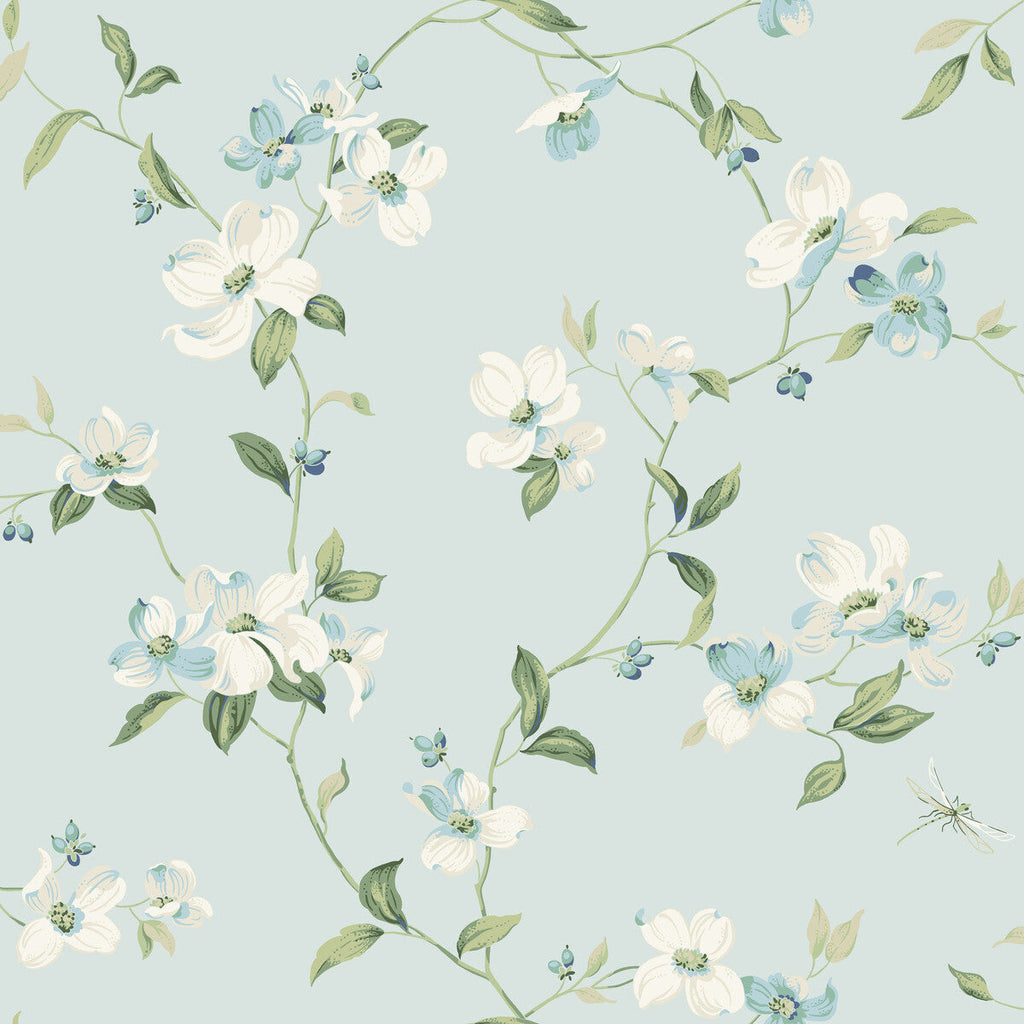 Kravet Design - W4137-15 Light Blue | Kravet Design | Blooms Second Edition Resource Library | Botanical & Floral Wallcovering Print