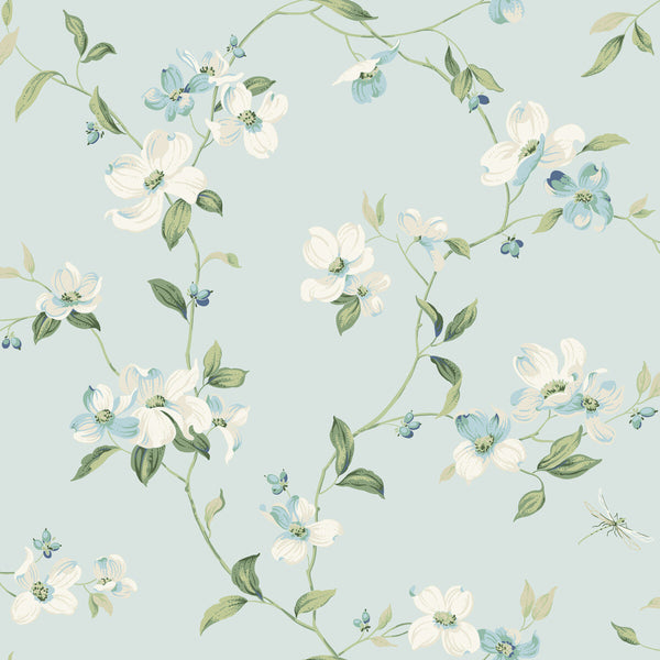 Kravet Design - W4137-15 Light Blue | Kravet Design | Blooms Second Edition Resource Library | Botanical & Floral Wallcovering Print