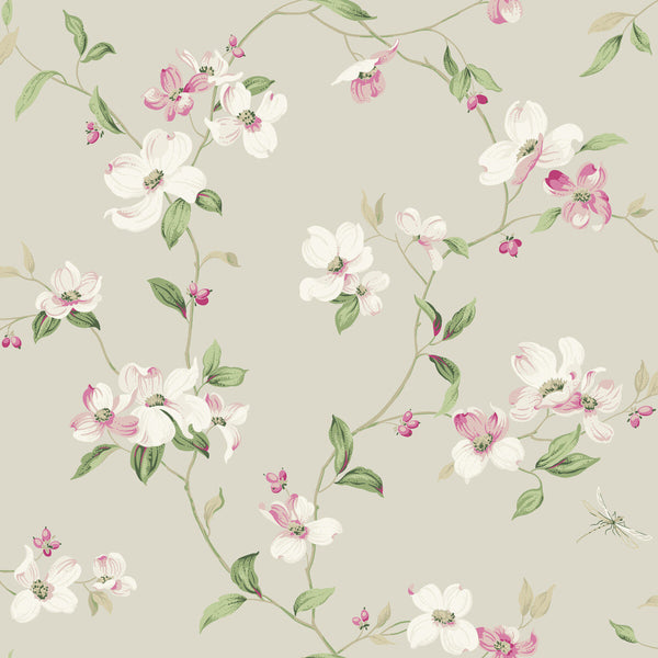 W4137-7 Pink | Kravet Design | Blooms Second Edition Resource Library | Botanical & Floral Wallcovering Print